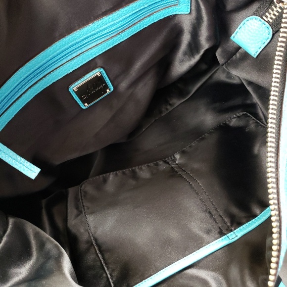 Milly Teal Leather Work Bag with Cross Body Strap - Picture 4 of 8